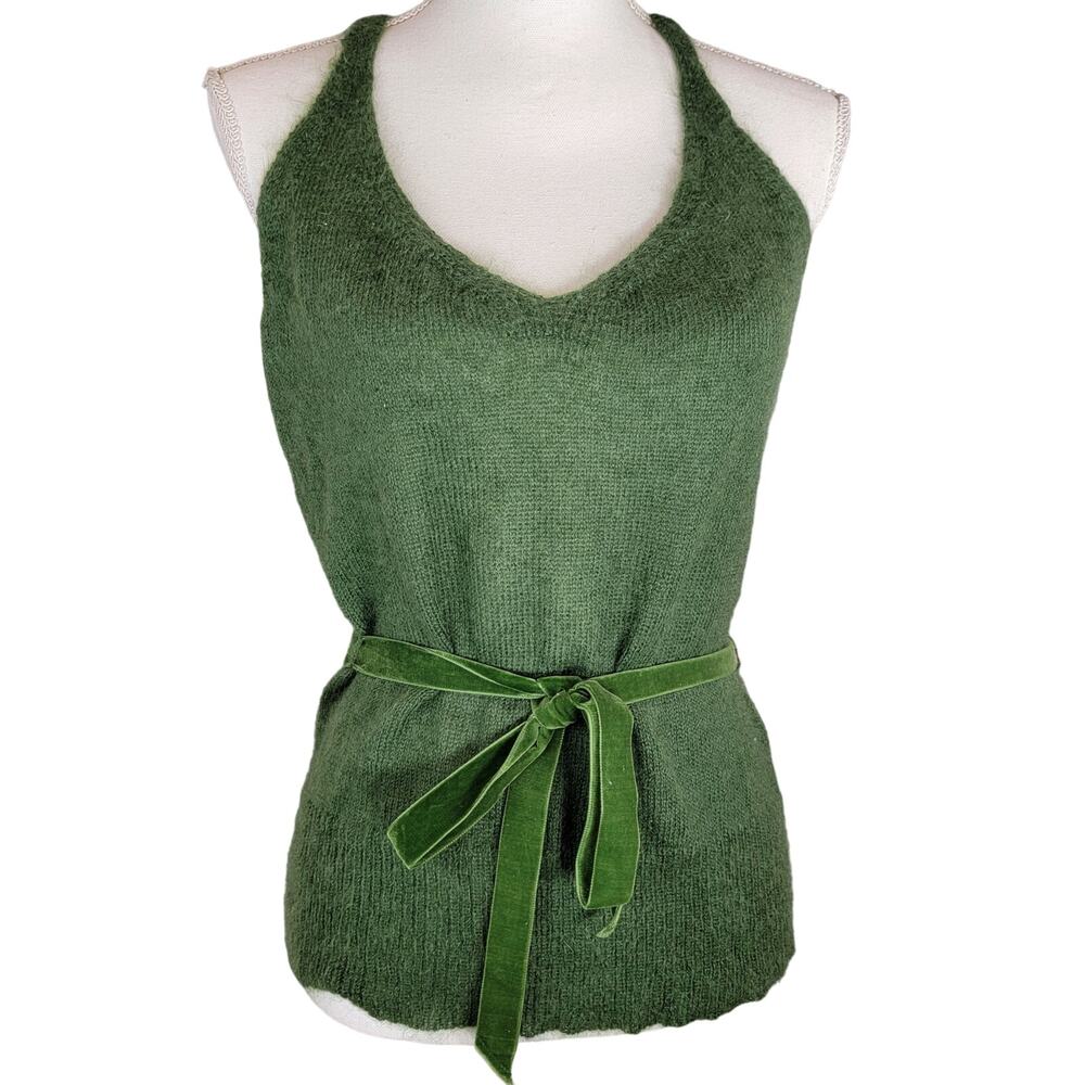 New Banana Republic Tank Top Blouse Mohair Wool Blend Large Green NWT Layering